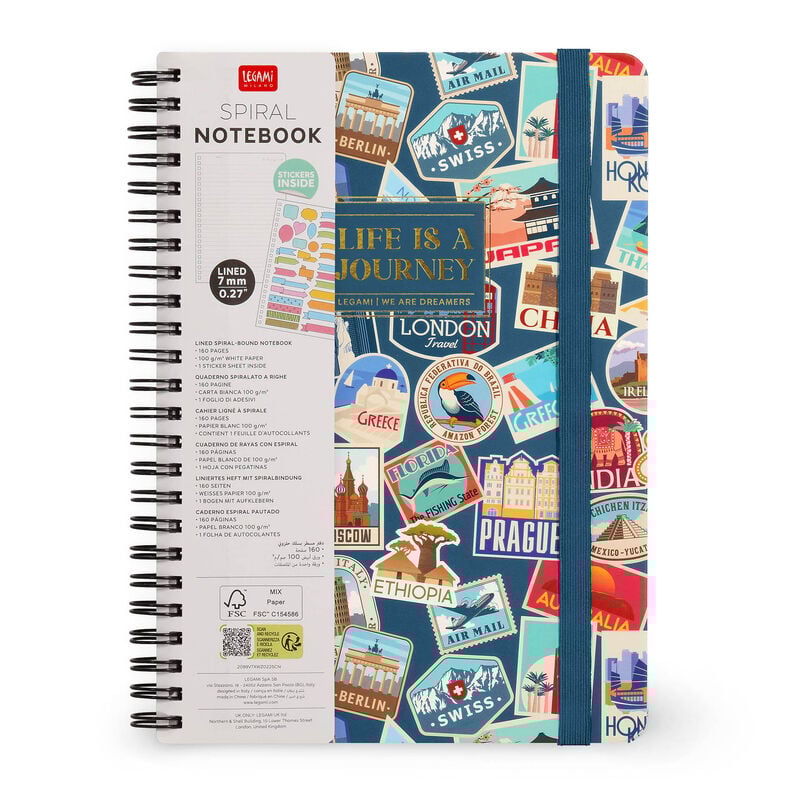 Caderno A5 Espiral Pautado Stickers Legami