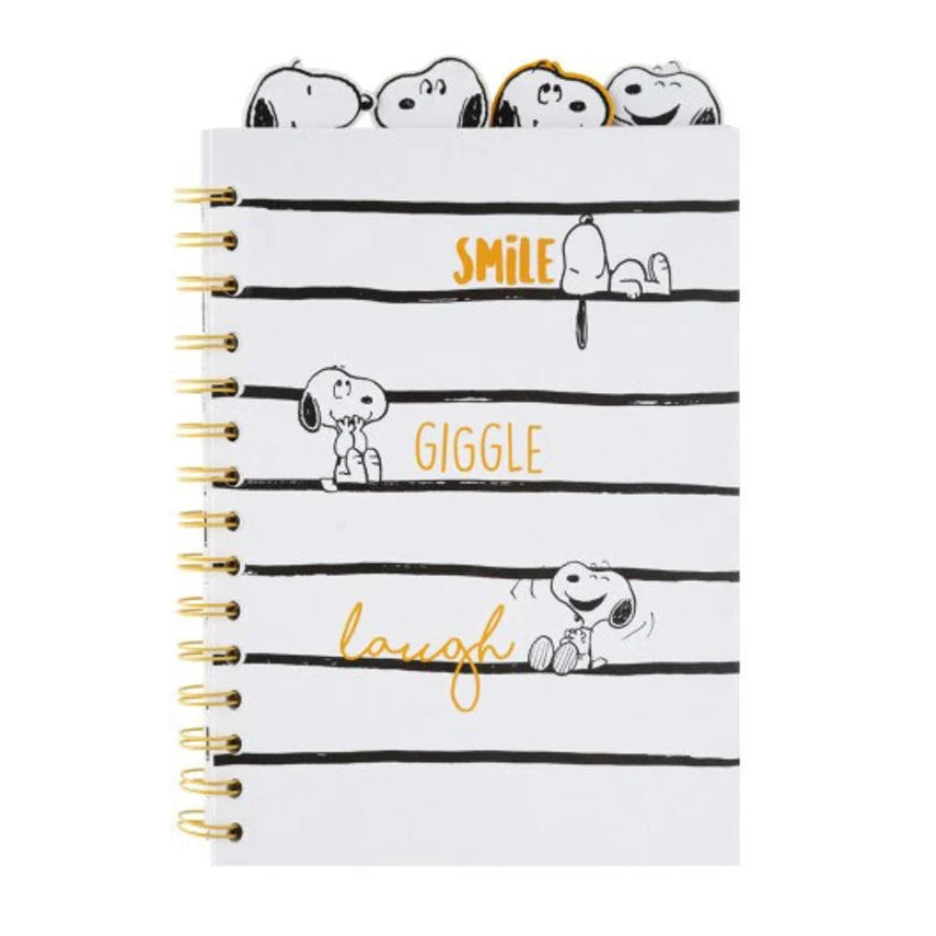 Caderno A5 Snoopy com Separadores Folhas Pontilhadas