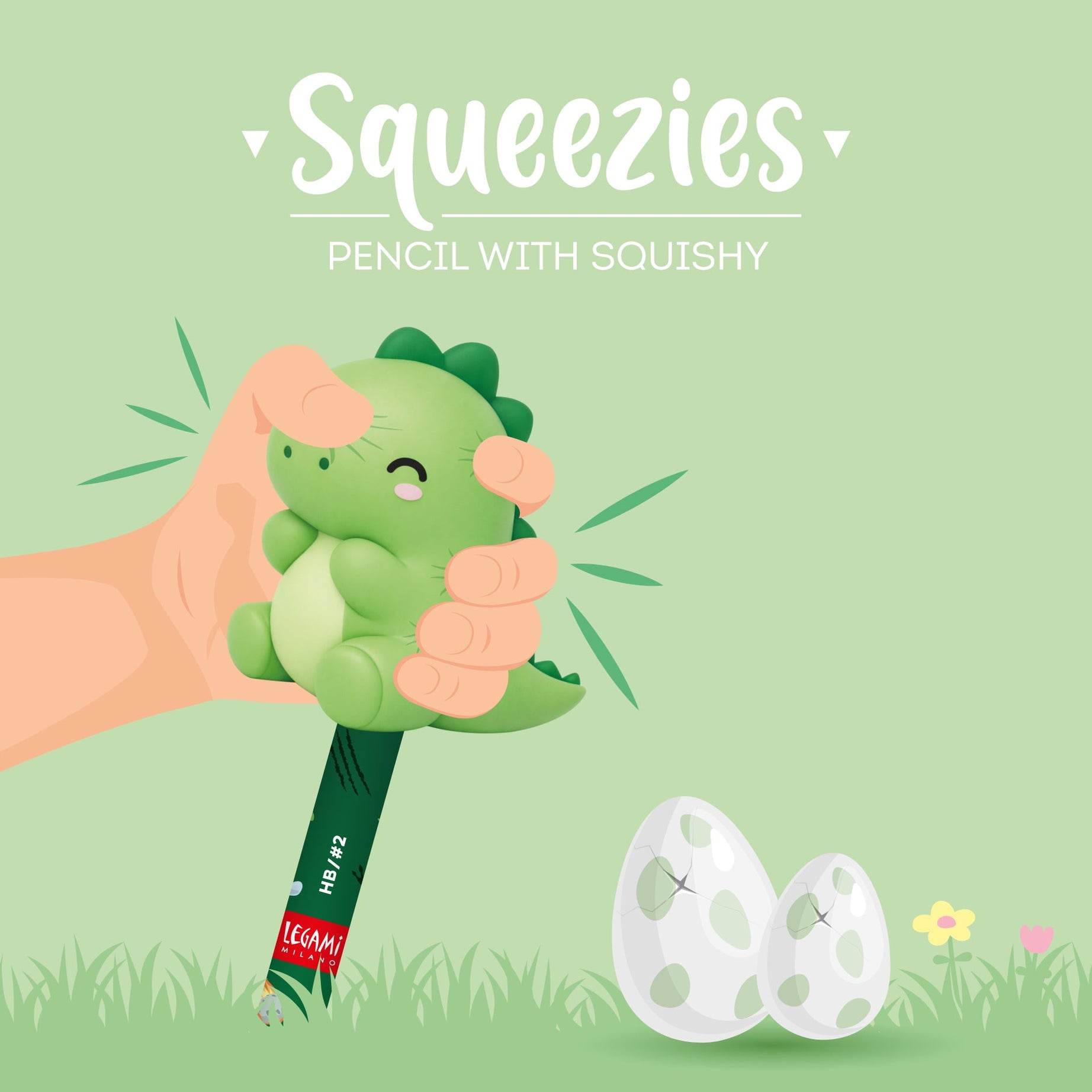 Lápis HB com Dinossauro Squishy Legami
