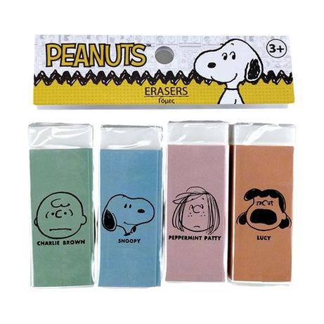 Conjunto 4 Borrachas Snoopy e Amigos