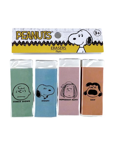 Conjunto 4 Borrachas Snoopy e Amigos