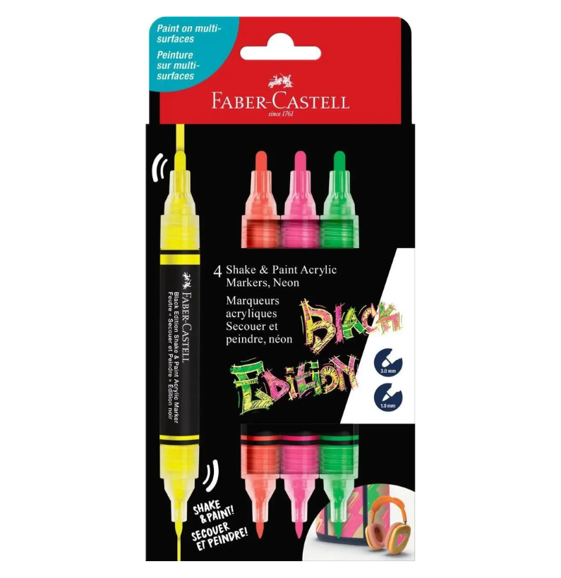 Conjunto 4 Marcadores Acrílicos Black Edition Faber-Castell