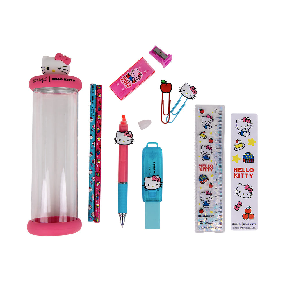 Estojo com Conjunto de Papelaria Hello Kitty Mr.Wonderful